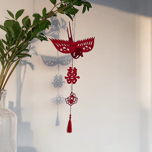 喜上眉梢拉花吊饰喜字灯笼挂饰