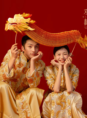 婚礼拍照道具神器舞龙结婚中式接亲现场新娘晨跑照相手持纸龙婚庆