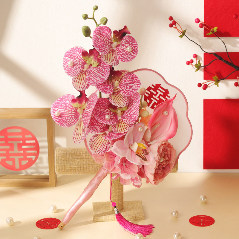 中式风高级感团扇折手捧花