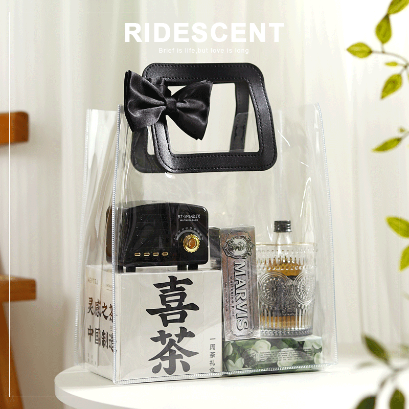 黑色透明禮品袋伴手禮袋子伴郎