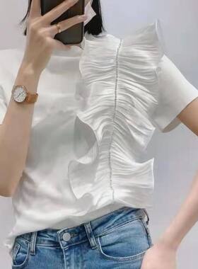 夏装新款荷叶边T桖女装