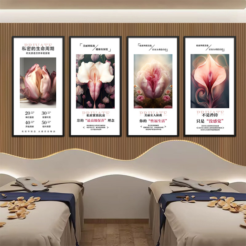 女性私密保养挂画生殖养护抗衰美容院装饰画月子馆产后修复墙壁画