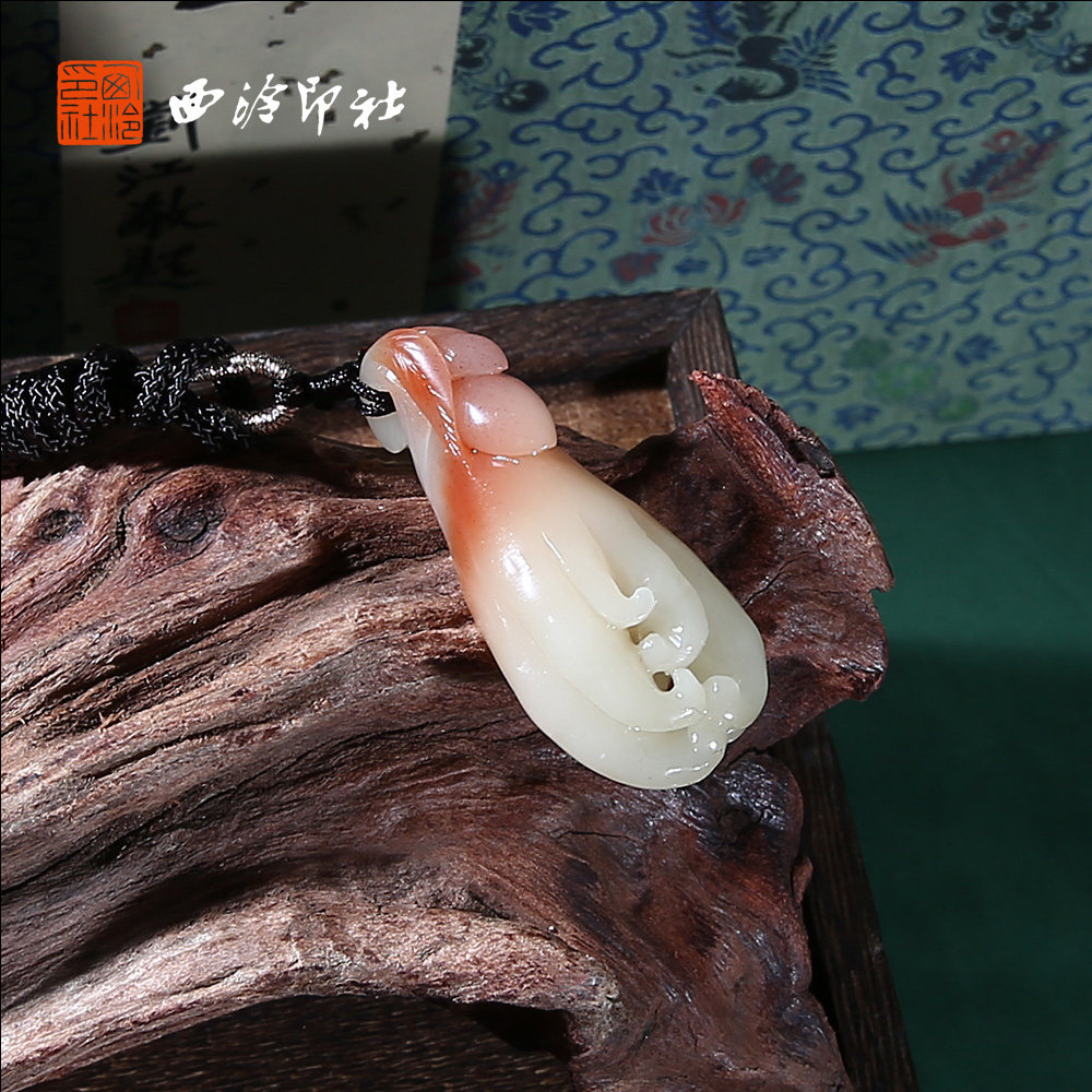 【西泠印社】寿山石佛手挂坠孤品天然吊坠绳手把件腰牌钥匙挂坠车内摆件男女项链手工雕刻石材印石送礼