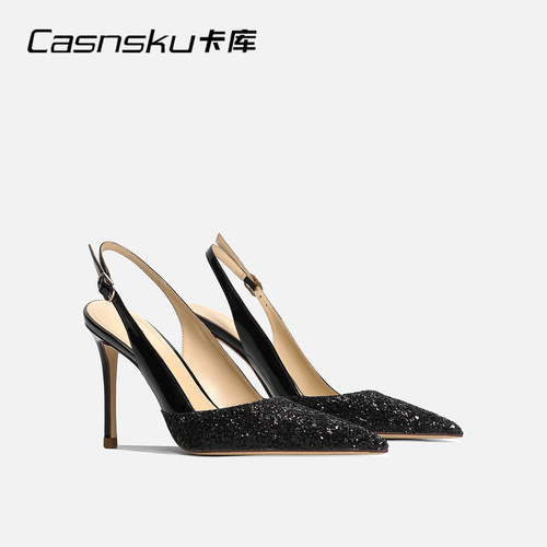CASNSKU/卡库一字带高跟凉鞋