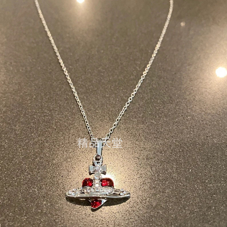 thumbnail for Boutique Paradise Saturn Love Enamel Necklace Pendant Drip Glaze European and American Pre-loved Punk Planet Lobster Clasp Custom Edition