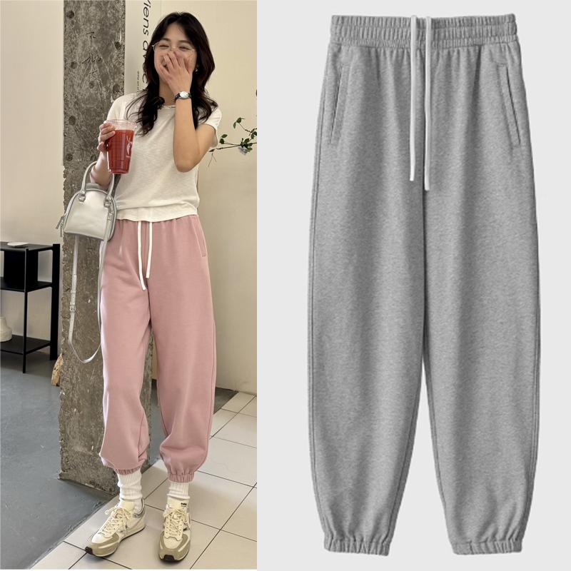 松紧腰彩色束脚修身长裤