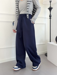 脚两穿显瘦阔腿裤 加绒420g加厚休闲弯刀裤 AGGER纸袋家冬款 ROWN