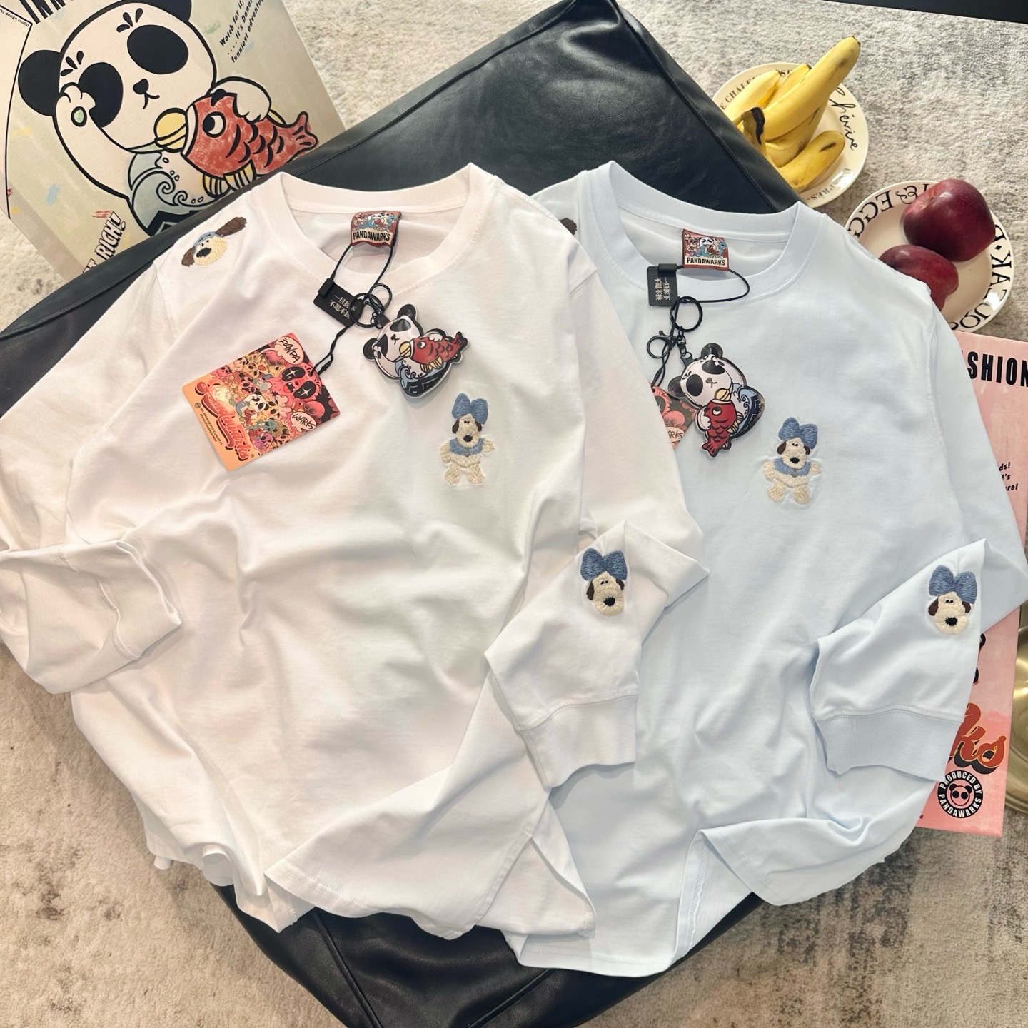 Pandawarks熊猫纸袋家纯棉长袖T恤宽松休闲减龄小众设计秋冬打底