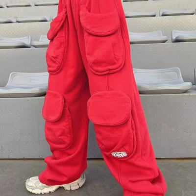 艾米纸袋家加绒加厚裤子女2025新款爆款口袋工装裤直筒休闲裤女