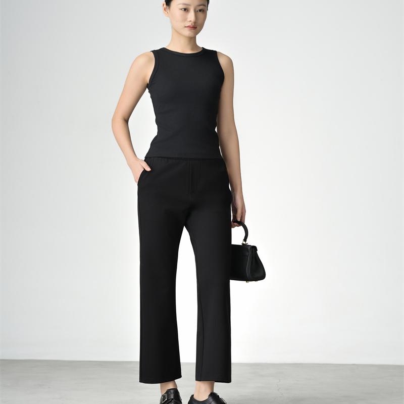 微喇叭女裤九分裤弹力