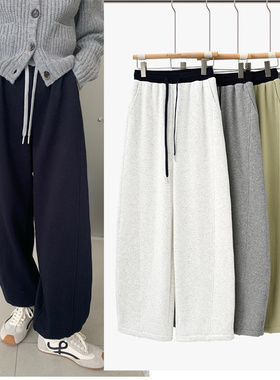 seawhen海维恩女裤2025新款冬季加绒加厚休闲裤两穿束脚灰色卫裤