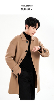 100纯羊毛大衣男中长款过膝双面羊绒呢子外套商务毛呢西装领上衣