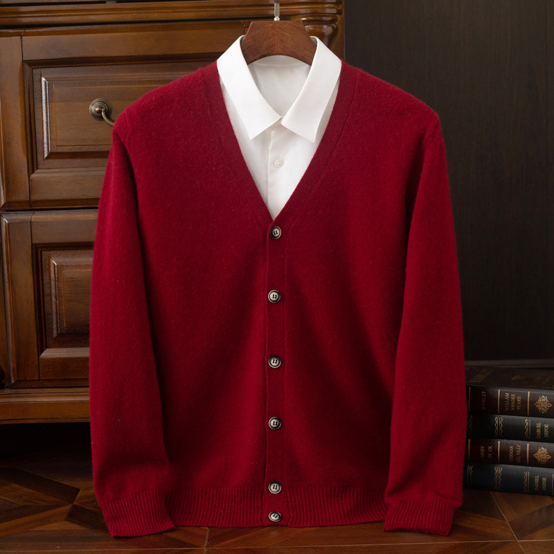 2024春季男士开衫外套毛衣针织打底羊绒衫百搭休闲羊毛衫商务上衣