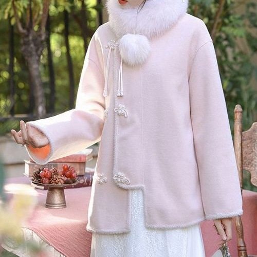 冬装搭配一整套法式显瘦中国风毛呢外套加厚旗袍温柔系穿搭套装女