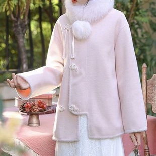 冬装搭配一整套法式显瘦中国风毛呢外套加厚旗袍温柔系穿搭套装女