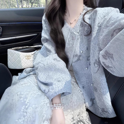 2026春秋新款超火高级感新中式国风短外套搭配半身裙气质两件套女