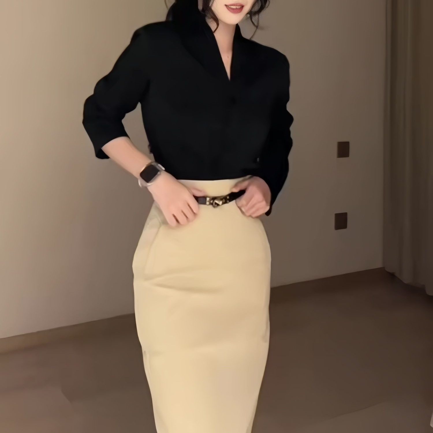 美拉德学院咖色西装短外套女2026春季复古收腰显瘦a字半身裙套装