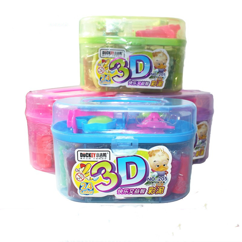 包邮小吉鸭205彩泥24色3D益智橡皮泥 环保儿童手工泥彩色黏土套装