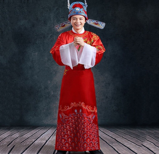 出租状元郎演出服古代新郎新娘凤冠霞帔明朝婚服女驸马黄梅戏戏服