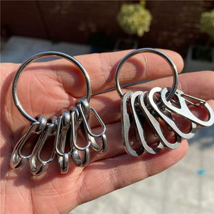 高质量不锈钢便携分离挂扣快速拆卸钥匙扣按压D扣龙虾扣简约美观
