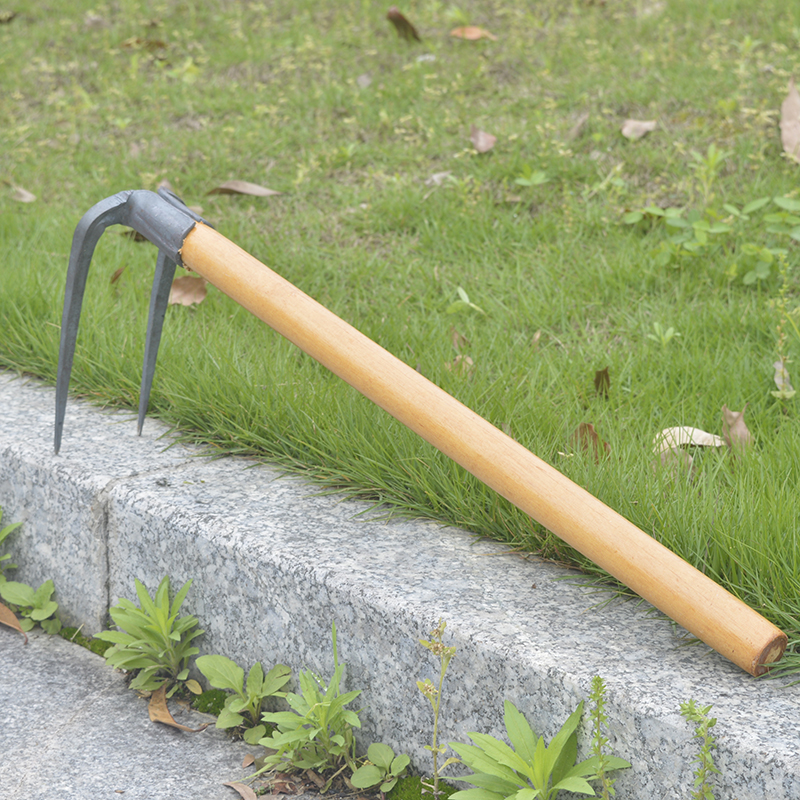 弹簧钢锻打小方二齿耙子二齿锄头