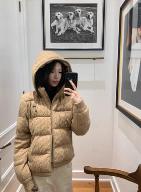 《毒家版高品质》现货RL家2025新款女士老钱风针织拼接羽绒服外套