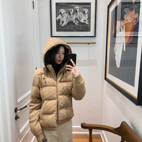 《毒家版高品质》现货RL家2025新款女士老钱风针织拼接羽绒服外套