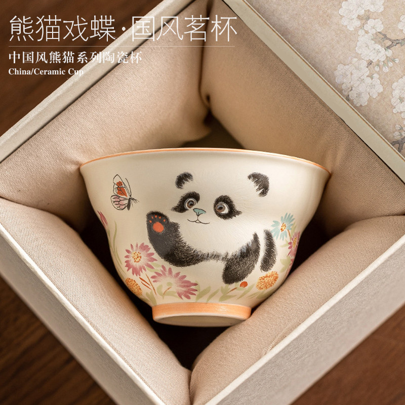 中国风伴手礼老外客户熊猫陶瓷杯图片