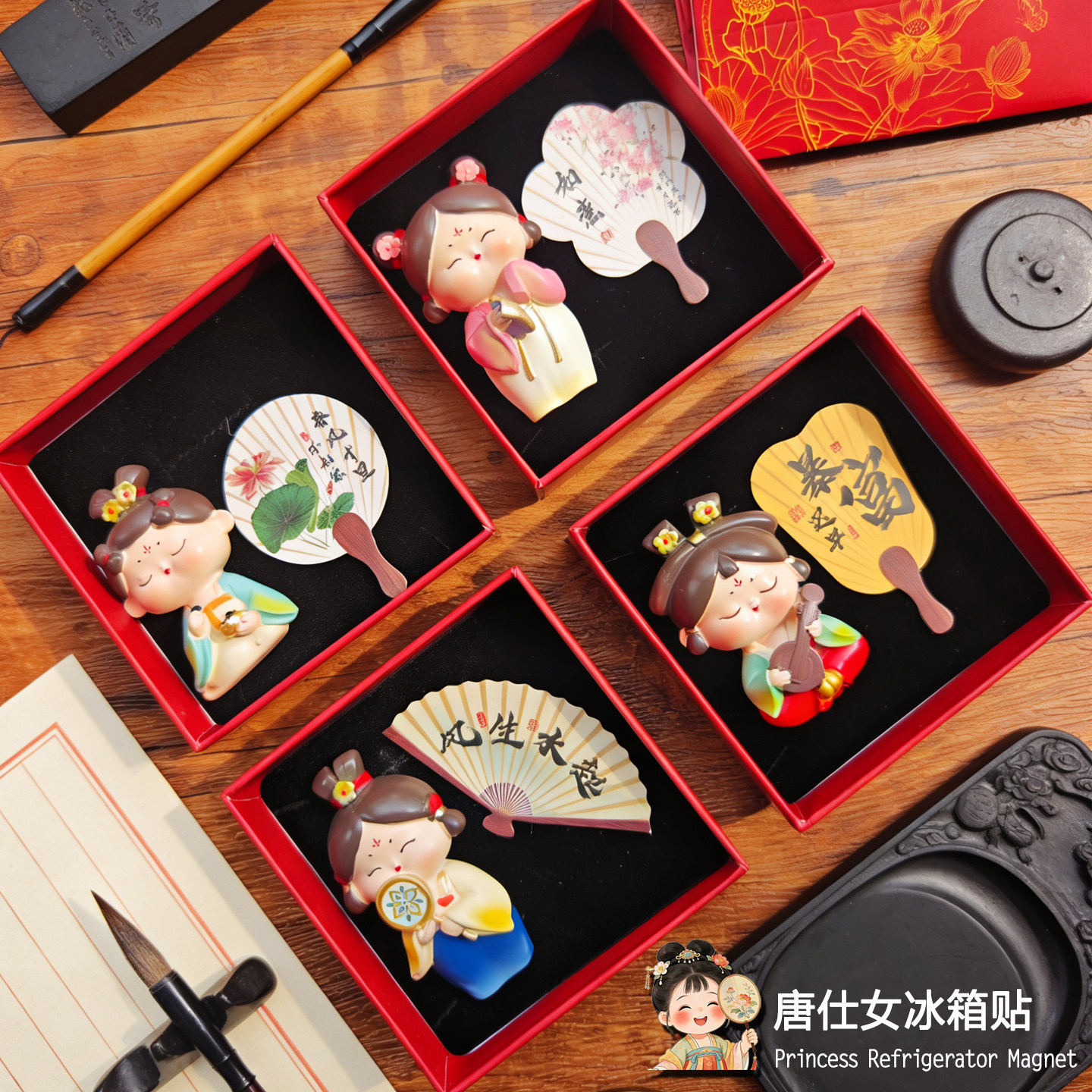 中国风特色文创伴手礼送老外客户西安礼物唐仕女冰箱贴展会出国 - 实物图