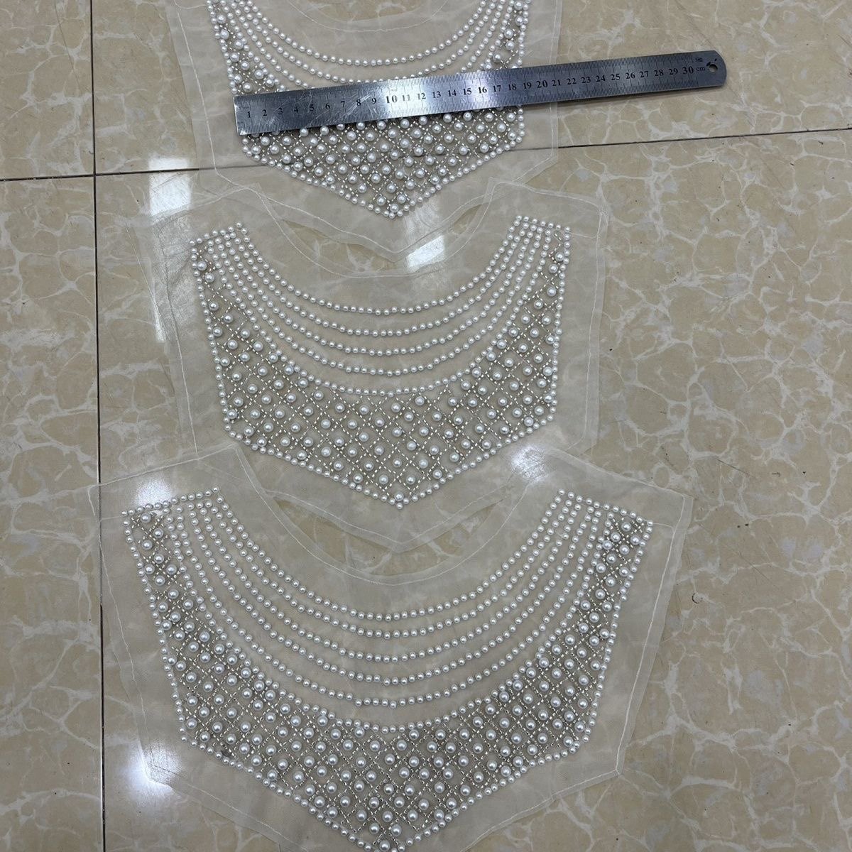 经典杏色泡珠领花个服装配件儿童连衣裙礼服挂件辅料花边网底布料