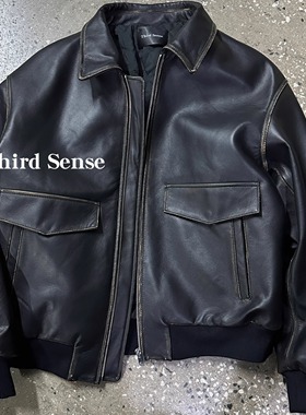 Third 牛皮擦色A2夹克全粒面nappa牛皮飞行服夹克棉服可自行DIY