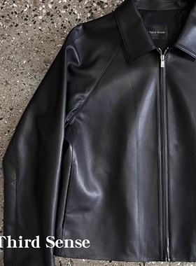 Third绵羊皮落肩皮衣短款休闲夹克真皮皮衣 反季特惠