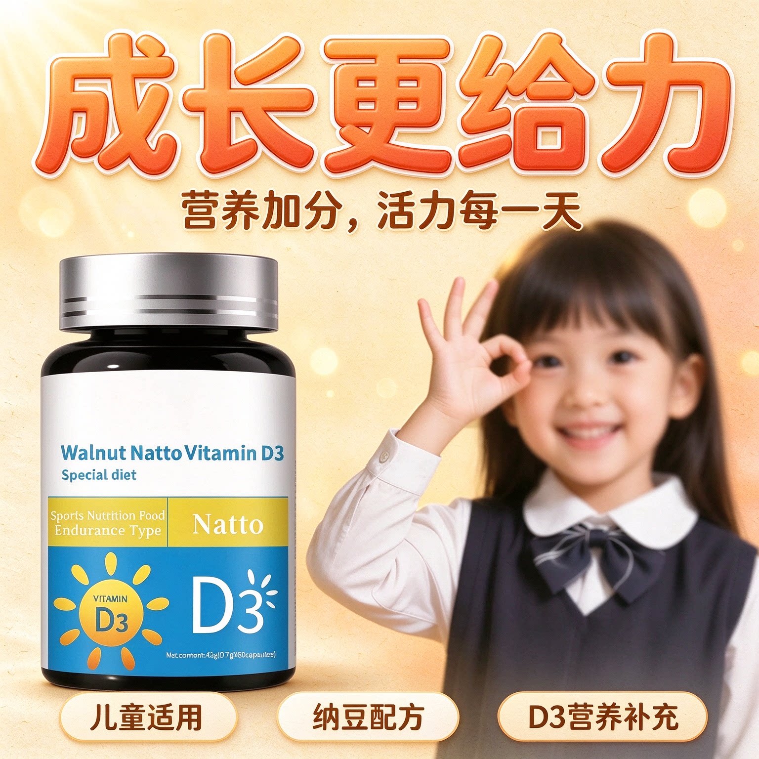 儿童维生素D3免疫力防护片