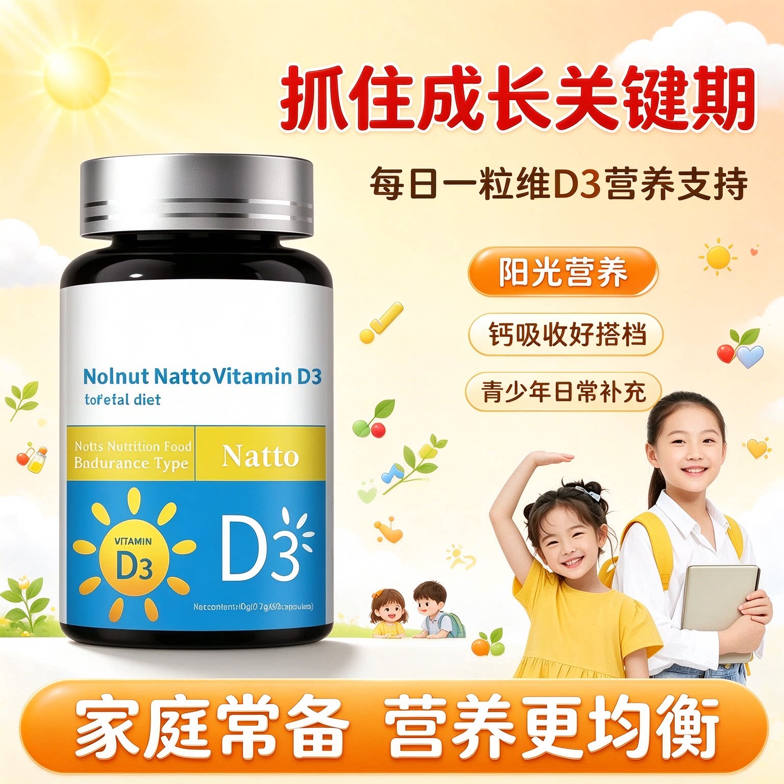 儿童维生素D3免疫力成长片
