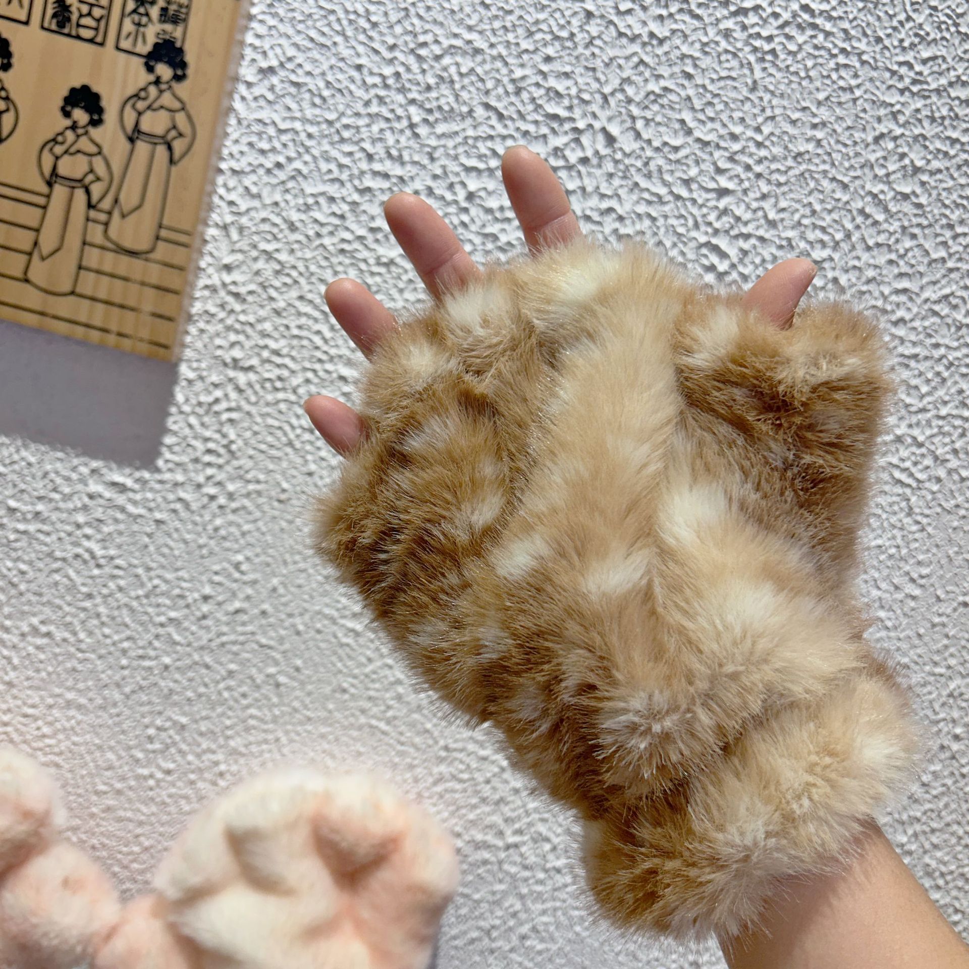 Sumyee冬季麋鹿手套毛绒可爱加厚保暖女毛绒连指可爱小鹿袜套帽子