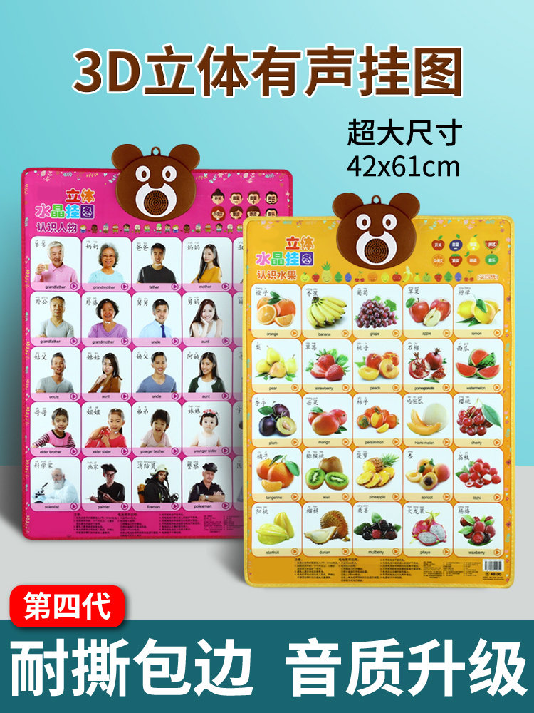 宝宝有声挂图儿童早教益智拼音发声识字幼儿墙贴认知学习神器玩具