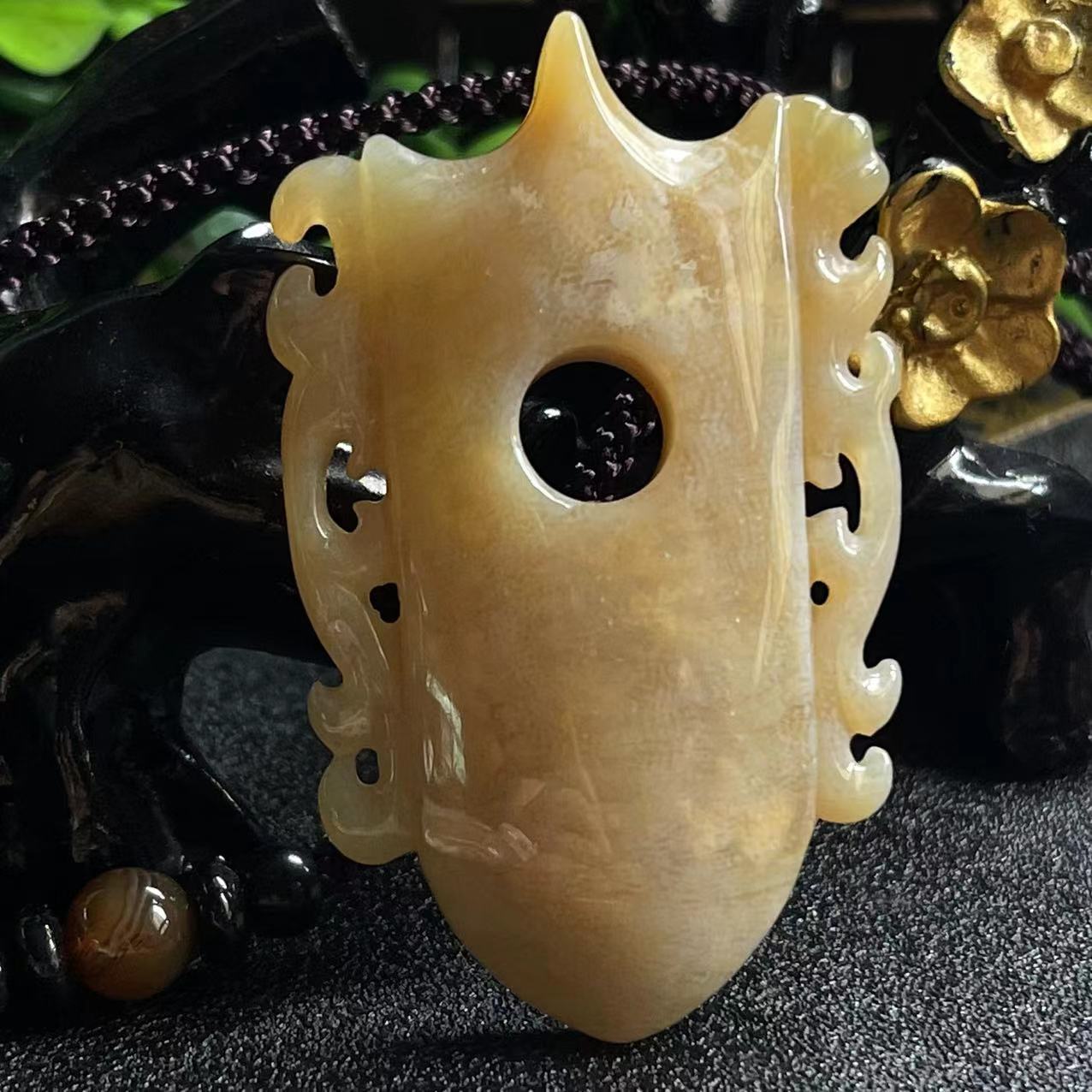 包邮天然俏色珊瑚玉石彩色菊花高冰手工雕刻饰品项链吊坠送礼佳品