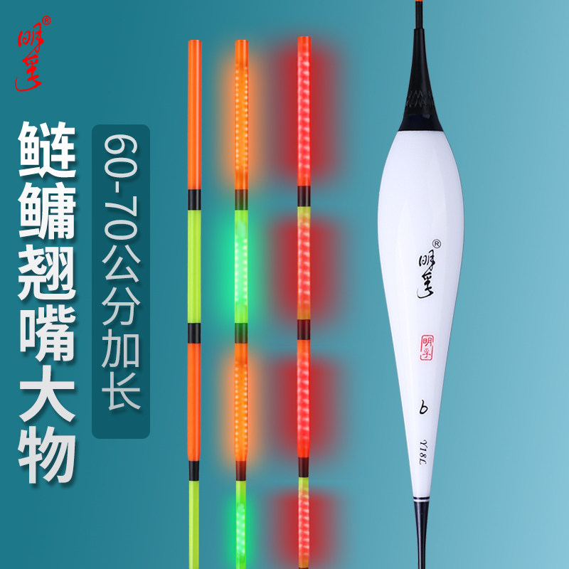 明孚鲢鳙翘嘴加长行程夜光漂日夜两用硬尾电子漂咬钩变色大物浮漂