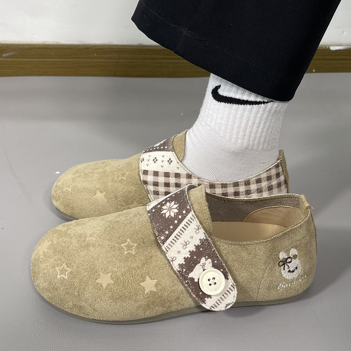 女鞋2026新款全包勃肯鞋女魔术贴软底百搭防滑休闲平底鞋舒适单鞋,女鞋,勃肯鞋/软木鞋,淘宝优惠券,粉丝福利购,淘宝优惠卷