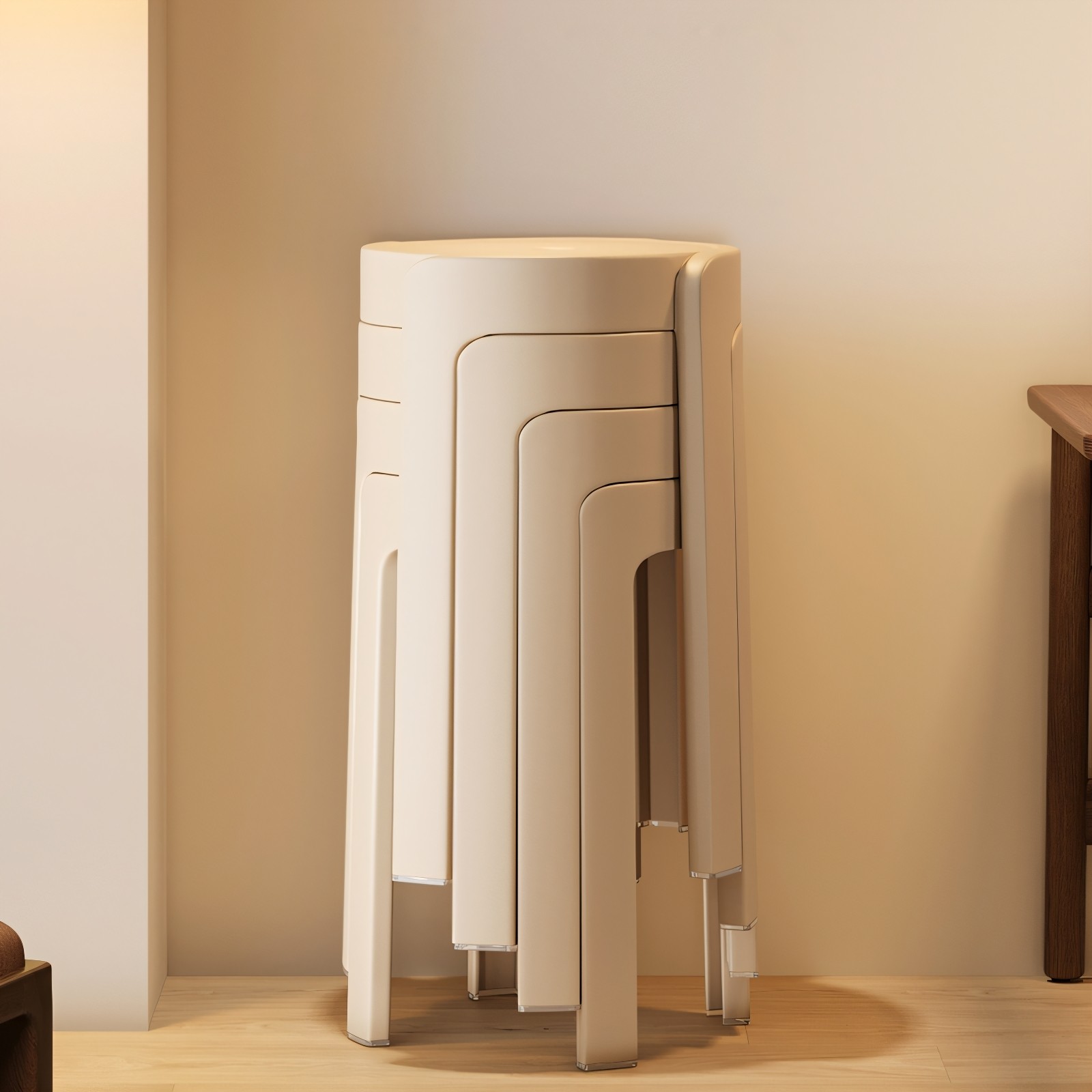 塑料凳子家用加厚椅子可叠放圆凳结实耐用餐桌高板凳风车胶凳备用