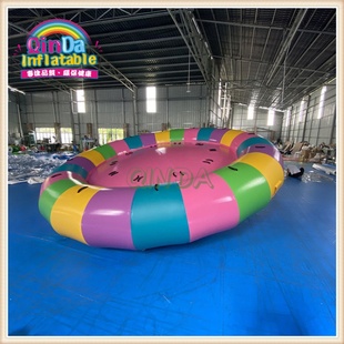 新款水上漂流船艇玩具滑行彩色UFO飞船转圈圈拖拽旋转陀螺漂浮圈