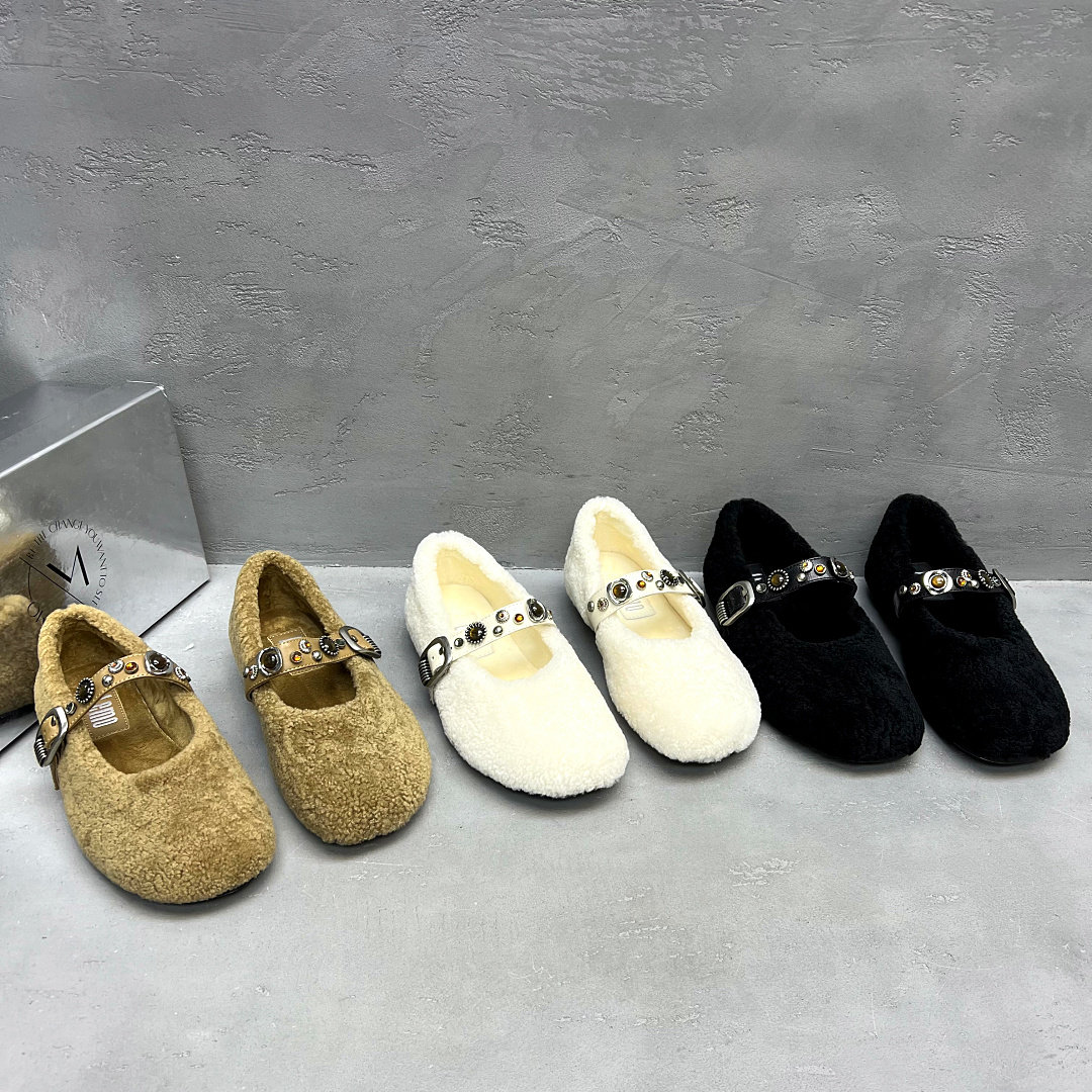 冬季羊羔毛保暖玛丽珍平底女鞋潮