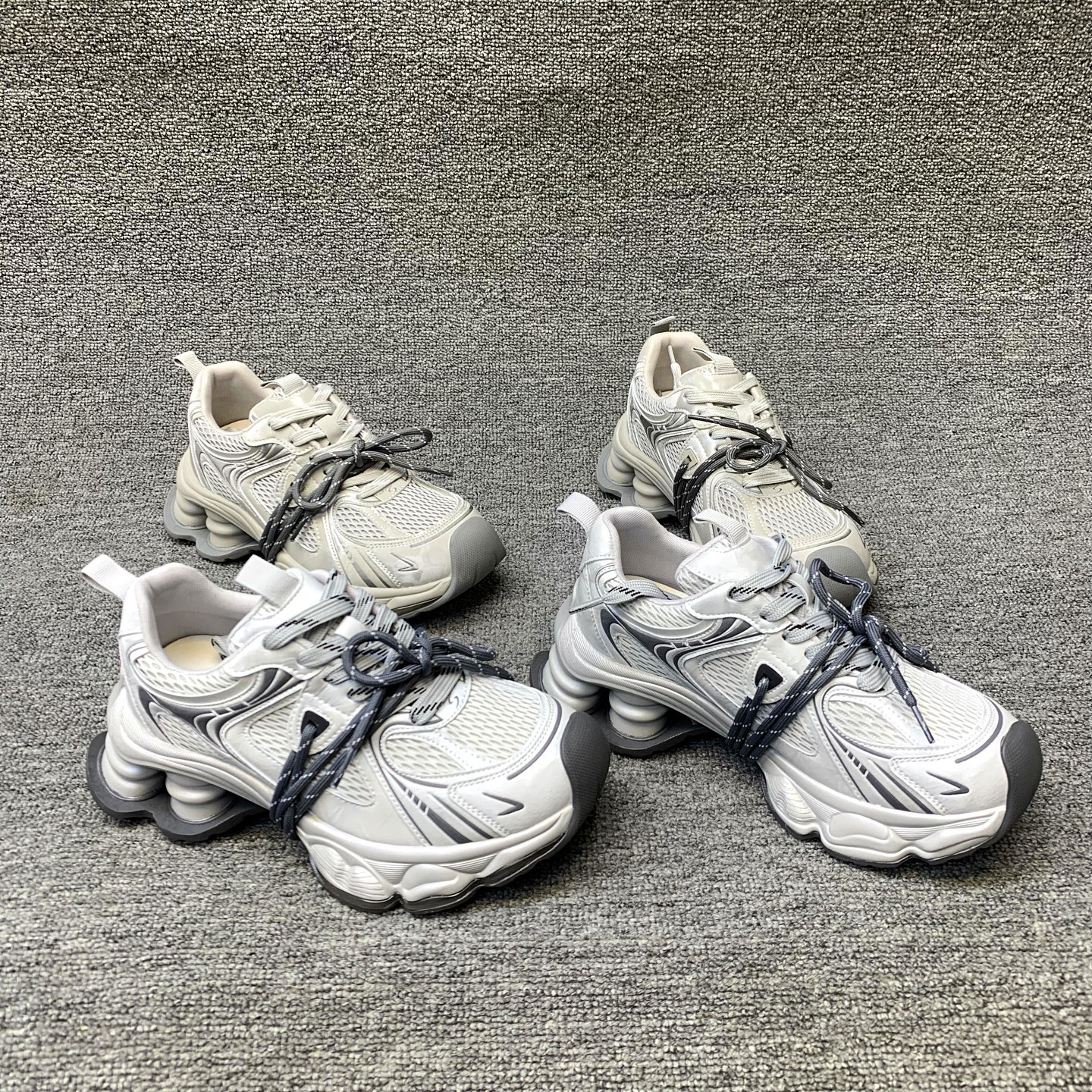 欧洲站女鞋2026春季新款欧货网面系带气垫松糕底透气运动休闲鞋女