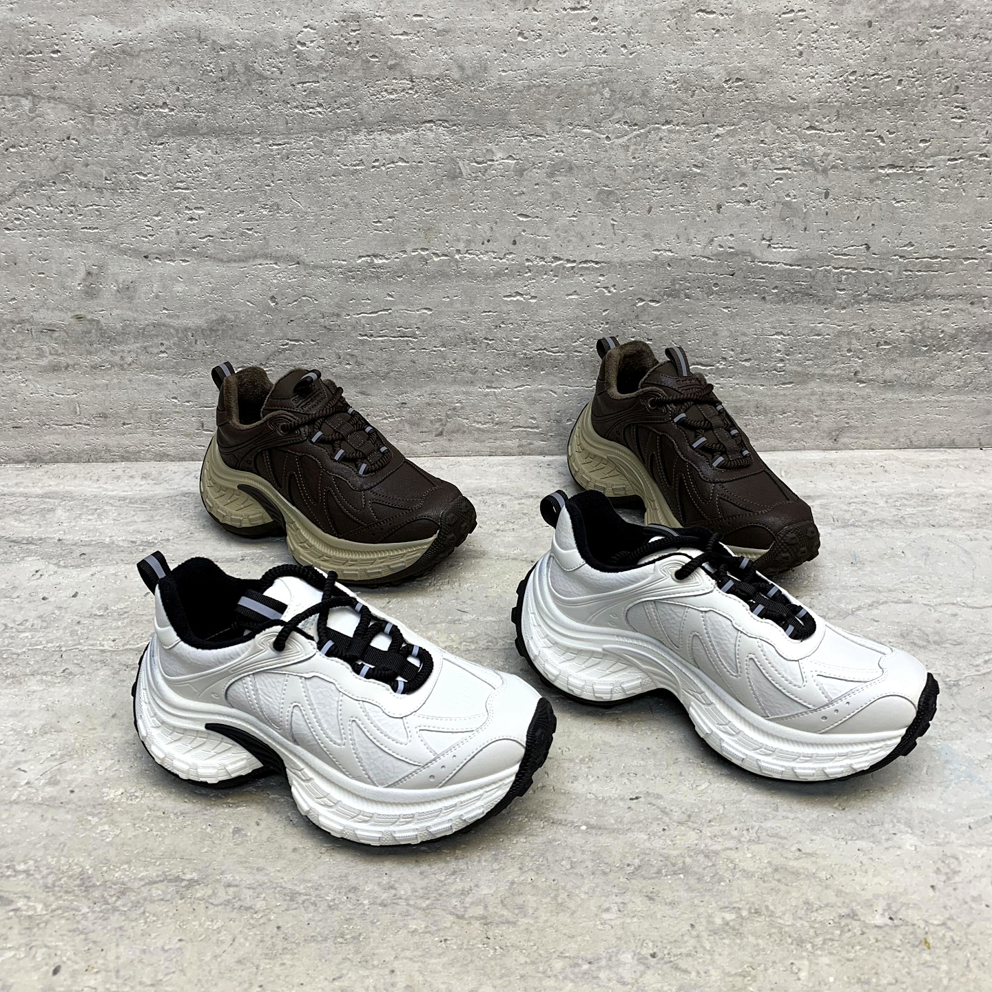 系带绒里保暖松糕底休闲鞋老爹鞋