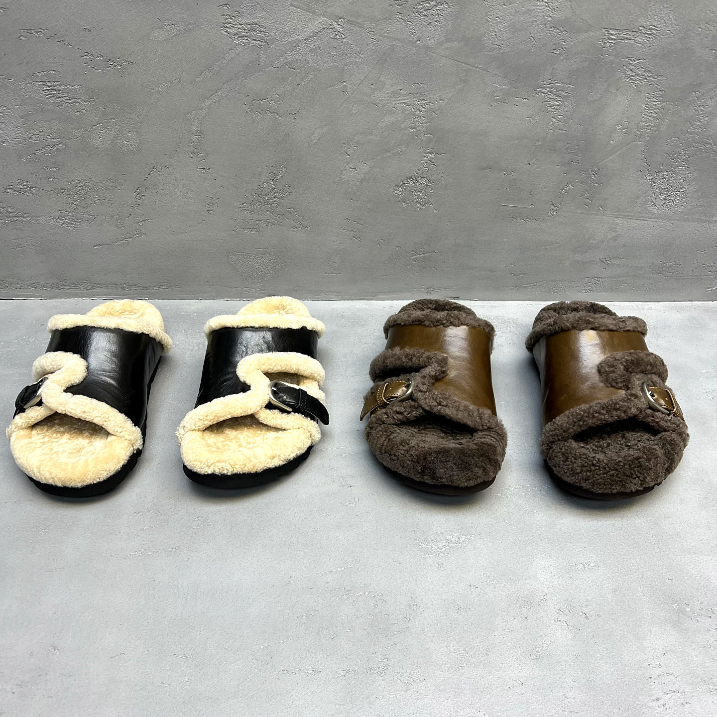 秋新羊毛加绒厚底女外穿一字拖潮