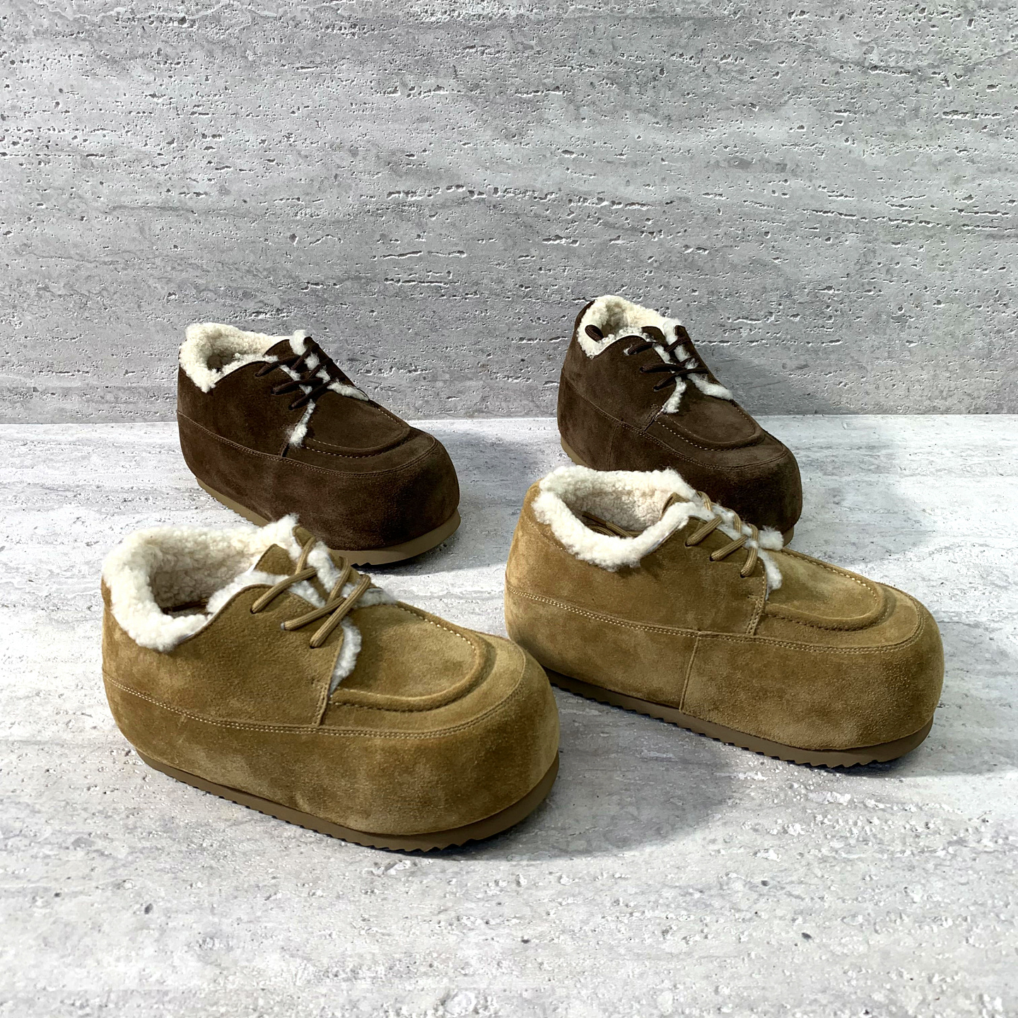 系带松糕底绒里保暖棉鞋勃肯鞋