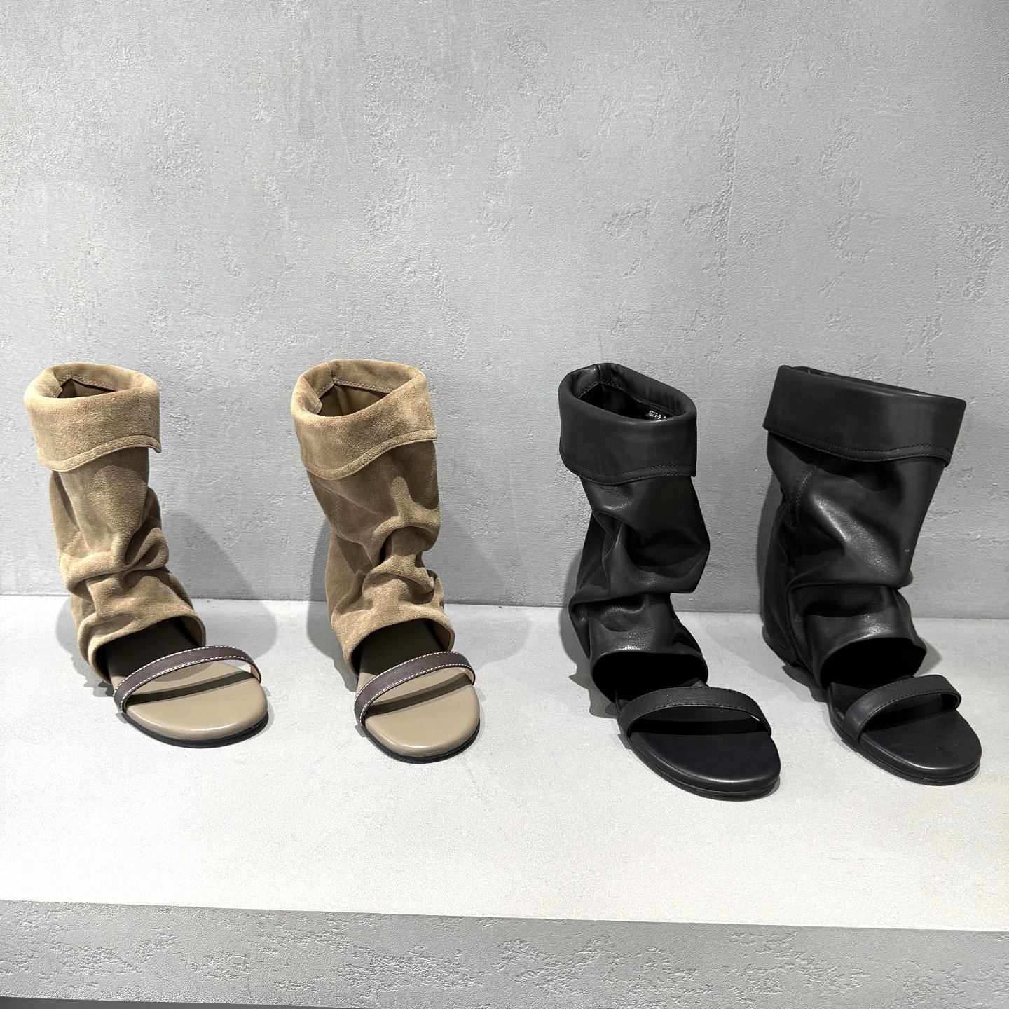 欧货2026春夏新款真皮女鞋套筒露趾欧洲站小众内增高显瘦时尚凉鞋