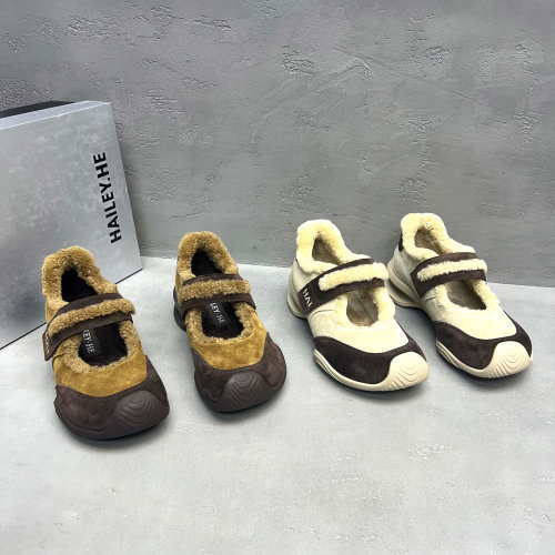 冬季新款磨砂牛皮加绒玛丽珍女鞋