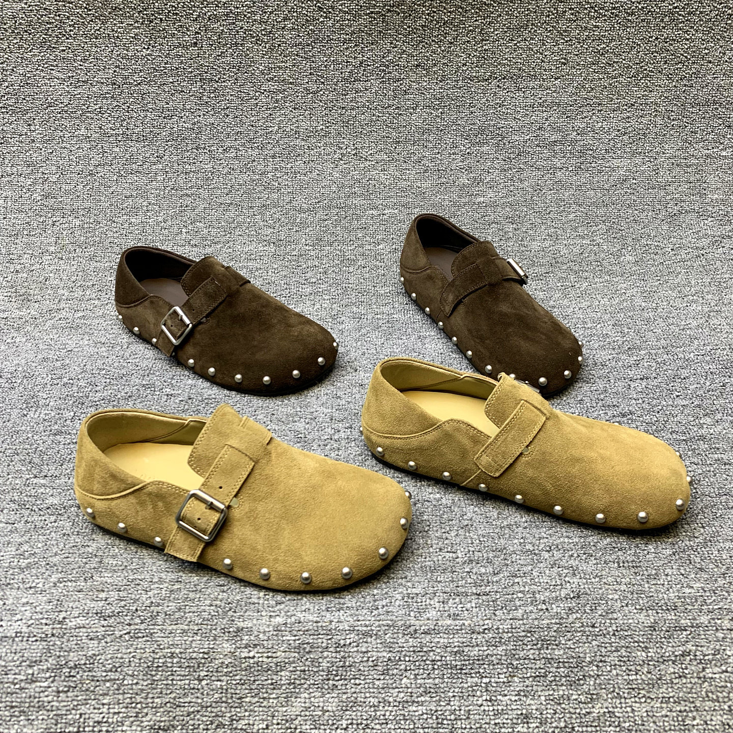 欧洲站女鞋2026春季新款欧货磨砂皮铆钉平底时尚圆头单鞋勃肯鞋女,女鞋,勃肯鞋/软木鞋,淘宝优惠券,粉丝福利购,淘宝优惠卷