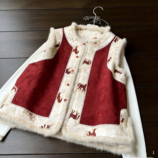 2026马年冬圆领无袖 双面夹棉加厚马甲轻奢气质简约保暖上衣 新中式